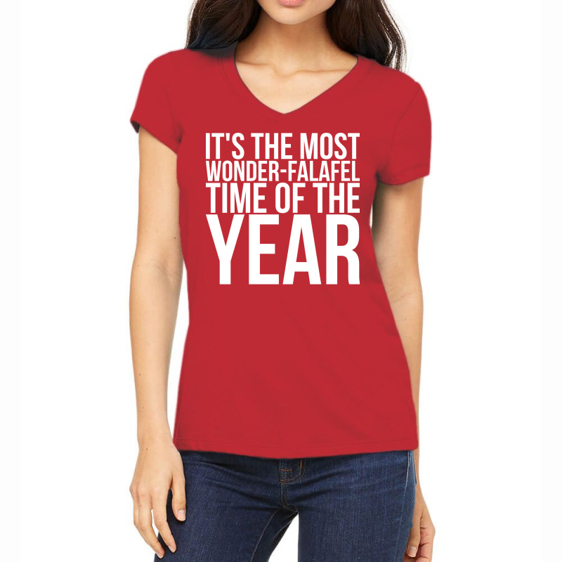 Its The Most Wonderfalafel Time Of The Year Stars Women's V-Neck T-Shirt by shaaleatlass8 | Artistshot