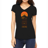 My Brain Is 50 Coffee And 50 Hiking Boy Women's V-neck T-shirt | Artistshot