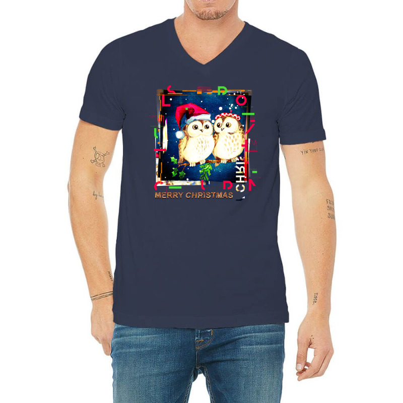 Merry Christmas Owls Music V-neck Tee | Artistshot