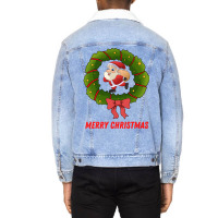 Merry Christmas Santa Baby Green Unisex Sherpa-lined Denim Jacket | Artistshot