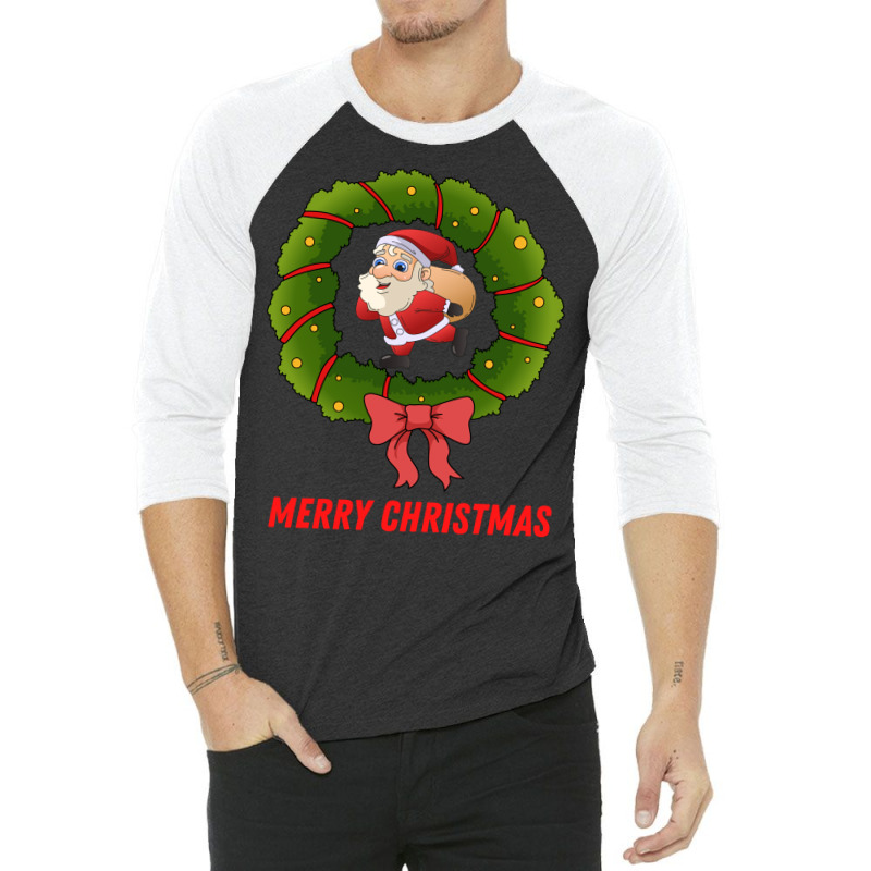 Merry Christmas Santa Baby Green 3/4 Sleeve Shirt by boasaaruqig | Artistshot