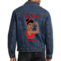 High School Teacher Woman Strong Vintage Retro Pos Men Denim Jacket | Artistshot