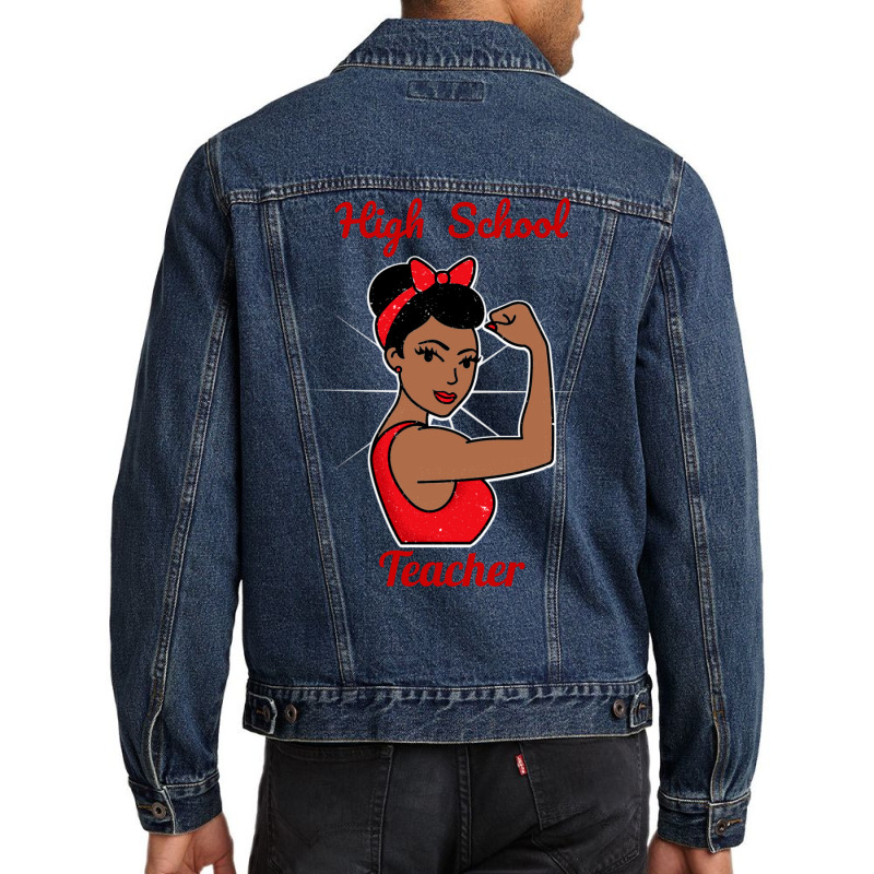 High School Teacher Woman Strong Vintage Retro Pos Men Denim Jacket by fithennylen5 | Artistshot