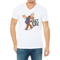 Hiking Moose Girl V-neck Tee | Artistshot