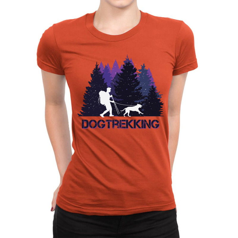 Retro Dogtrekking Dog Walking In Nature 70s Ladies Fitted T-Shirt by jaredoclairx | Artistshot