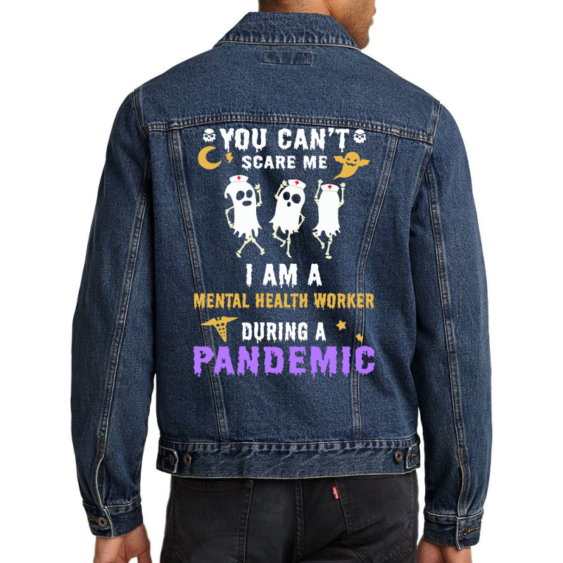 Halloween Boo You Cant Scare Me I Am A Mental Heal Men Denim Jacket | Artistshot