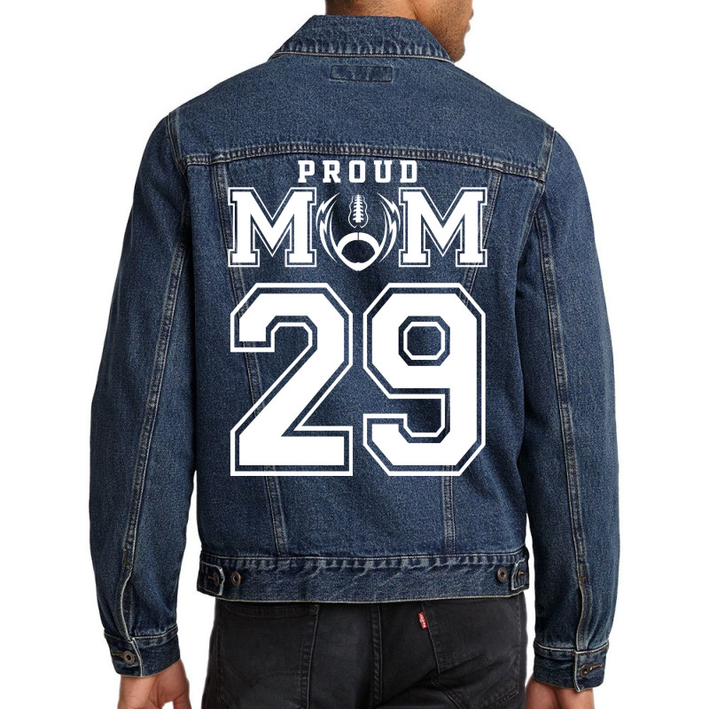 Custom Proud Football Mom Number 29 Personalized F Men Denim Jacket by strosesimonsf | Artistshot