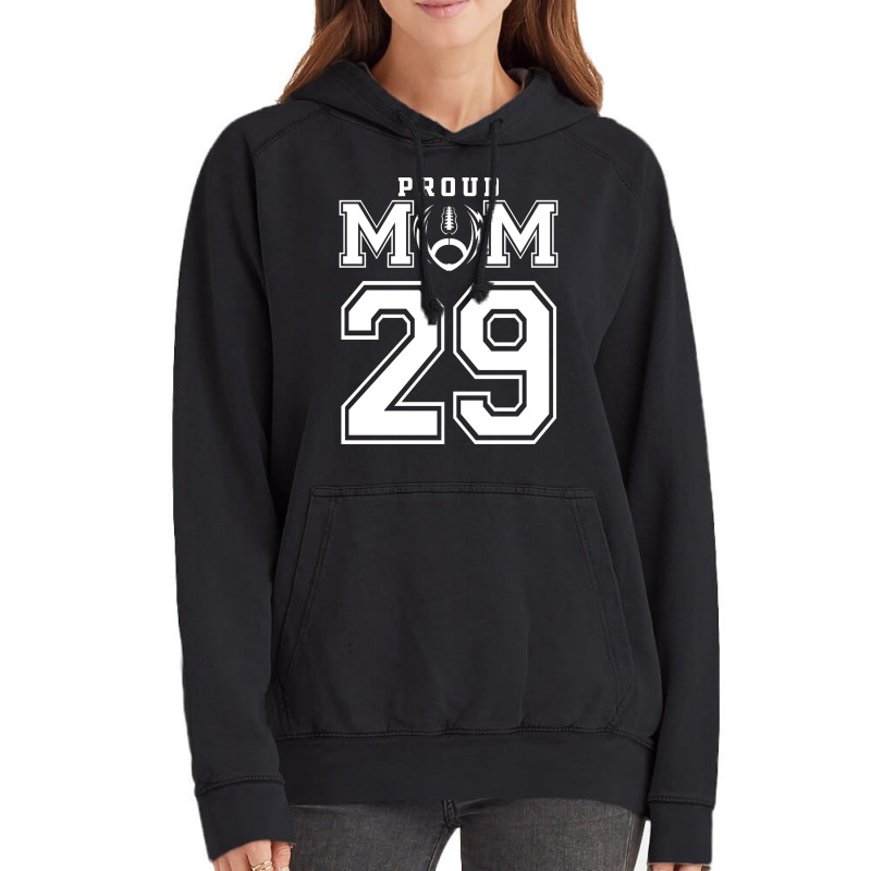 Custom Proud Football Mom Number 29 Personalized F Vintage Hoodie by strosesimonsf | Artistshot