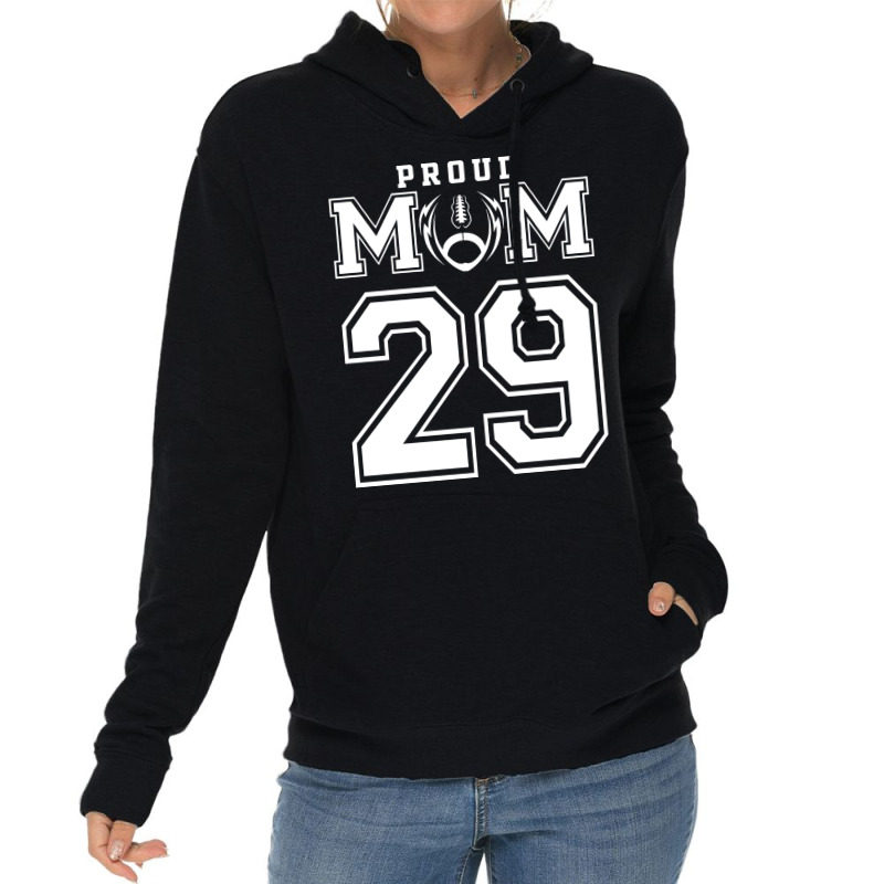 Custom Proud Football Mom Number 29 Personalized F Lightweight Hoodie by strosesimonsf | Artistshot