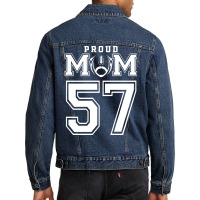 Custom Proud Football Mom Number 57 Personalized F Men Denim Jacket | Artistshot