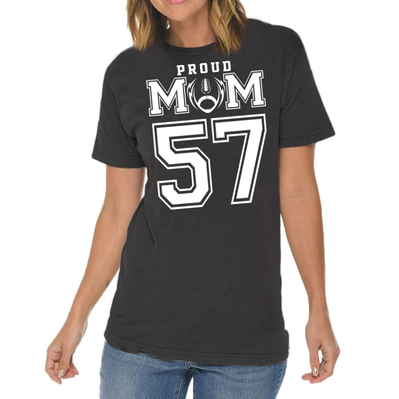 Custom Proud Football Mom Number 57 Personalized F Vintage T-Shirt by strosesimonsf | Artistshot