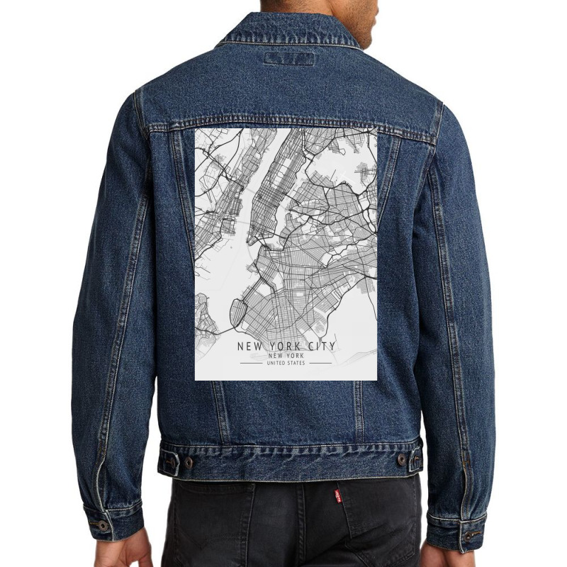 New York City United States City Map Men Denim Jacket | Artistshot