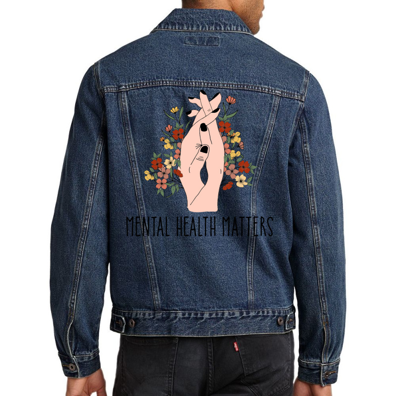 Mental Health Matters Floral Women Red Men Denim Jacket by kaileypartert | Artistshot