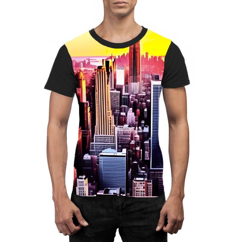 New York Skyline In Vintage Aesthetic Style Graphic T-shirt | Artistshot