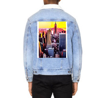 New York Skyline In Vintage Aesthetic Style Unisex Sherpa-lined Denim Jacket | Artistshot