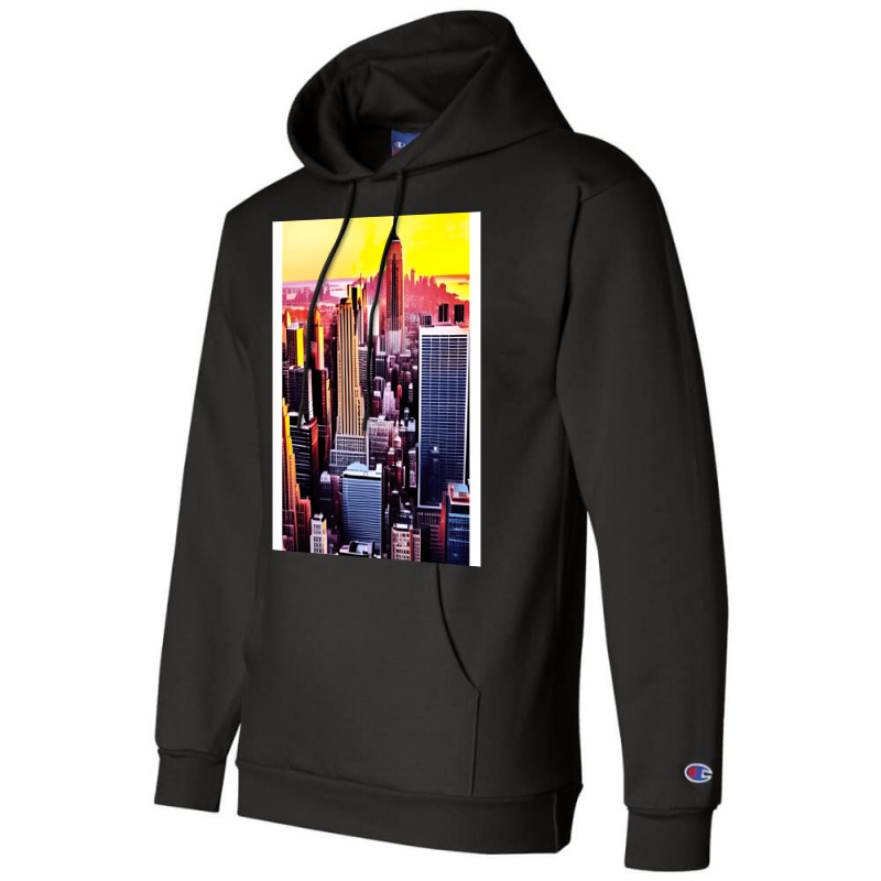 New York Skyline In Vintage Aesthetic Style Champion Hoodie | Artistshot