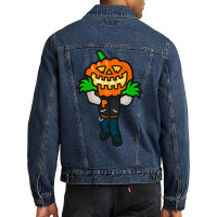 Varsity Pumpkin Creepin Cute Men Denim Jacket | Artistshot