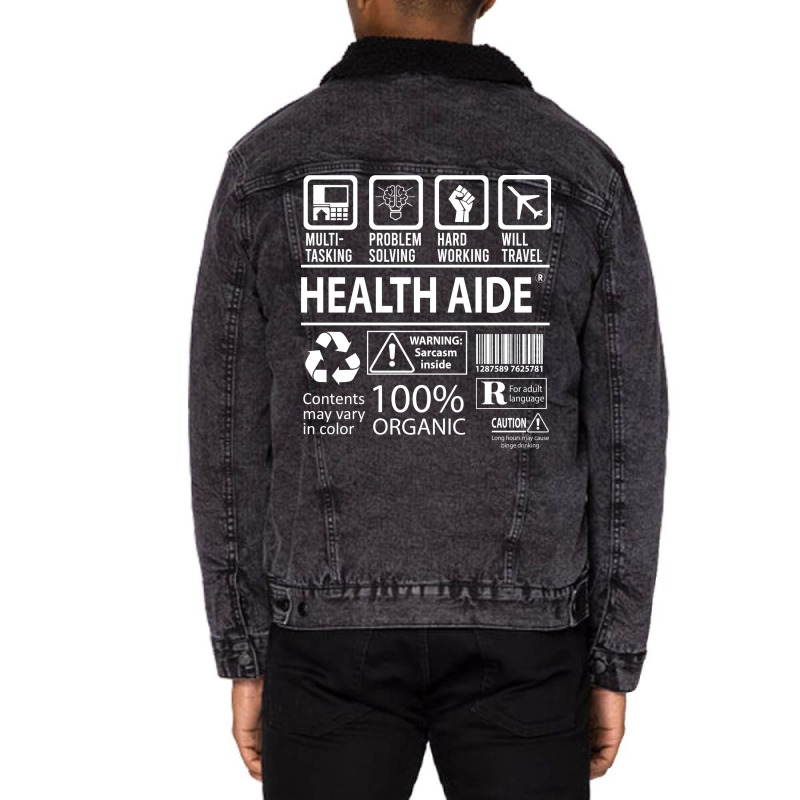 Health Aide T  Multitasking Certified Job Gift Ite Unisex Sherpa-lined Denim Jacket | Artistshot