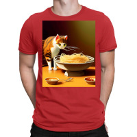 Cat Eating Spaghetti Sticker 2023 T-shirt | Artistshot