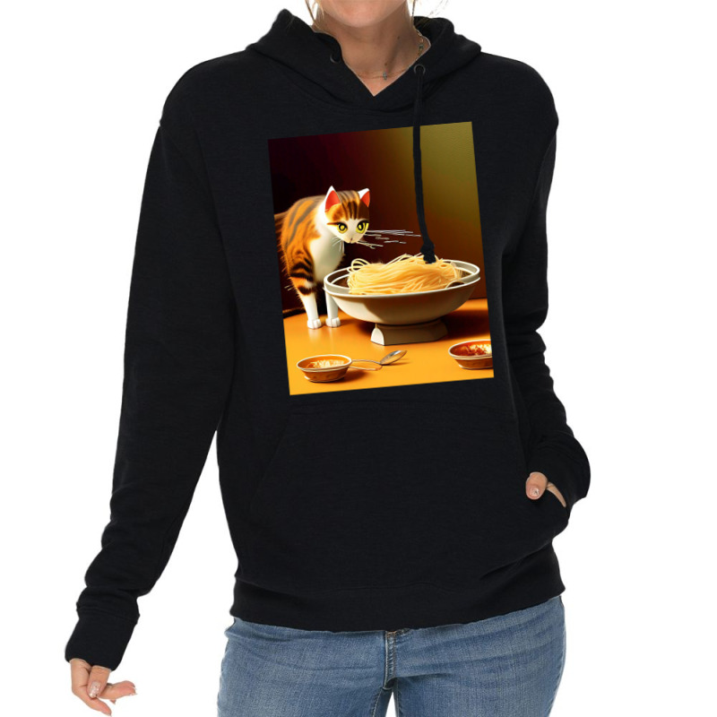 Cat Eating Spaghetti Sticker 2023 Lightweight Hoodie | Artistshot