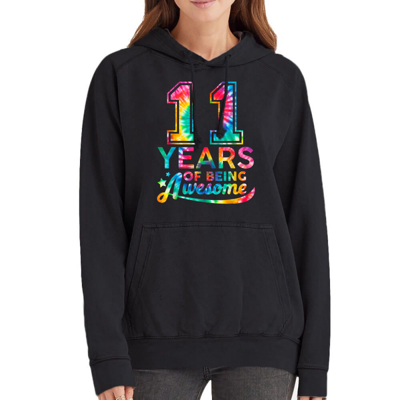 11 Year Of Being Awesome 11 Years Old 11th Birthda Vintage Hoodie | Artistshot