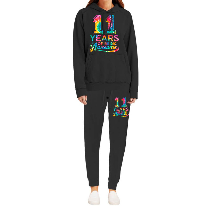 11 Year Of Being Awesome 11 Years Old 11th Birthda Hoodie & Jogger Set | Artistshot