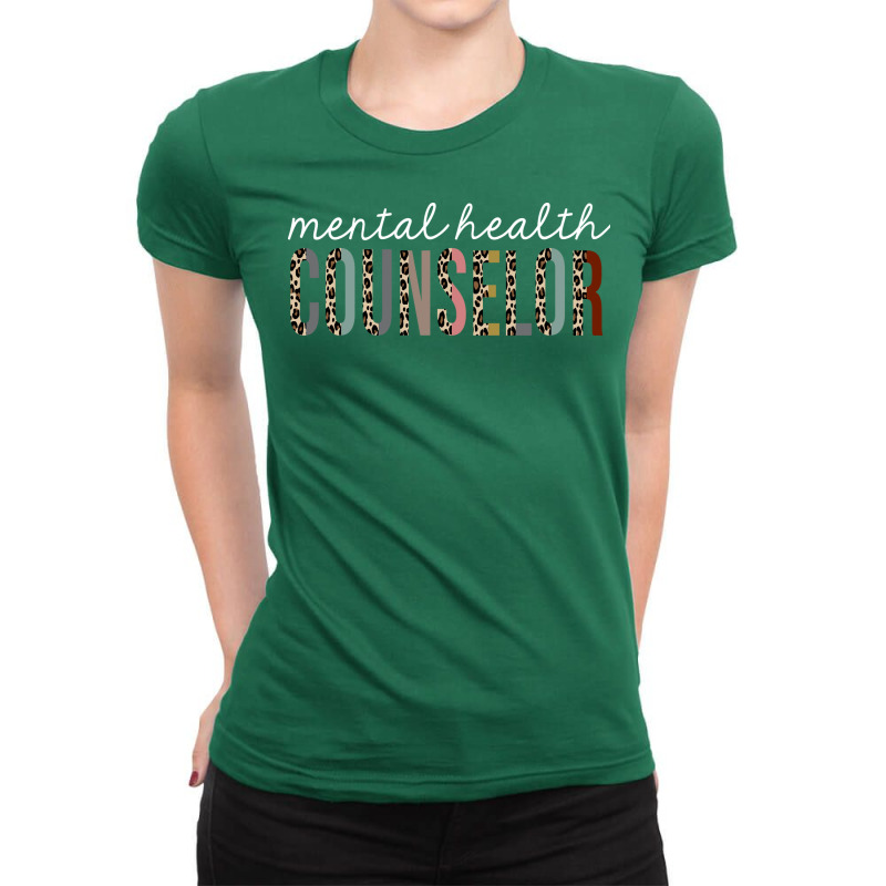 Mental Health Counselor Leopard Print Funny Gift G Ladies Fitted T-Shirt by gauciortegos | Artistshot