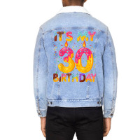 It's My 30th Birthday Sweet Donut 30 Years Old Fun Unisex Sherpa-lined Denim Jacket | Artistshot