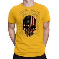 Mental Health Technician Watercolor Skull In Ameri T-shirt | Artistshot