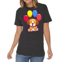 Cute Dog Sitting With Balloon 70s Vintage T-shirt | Artistshot