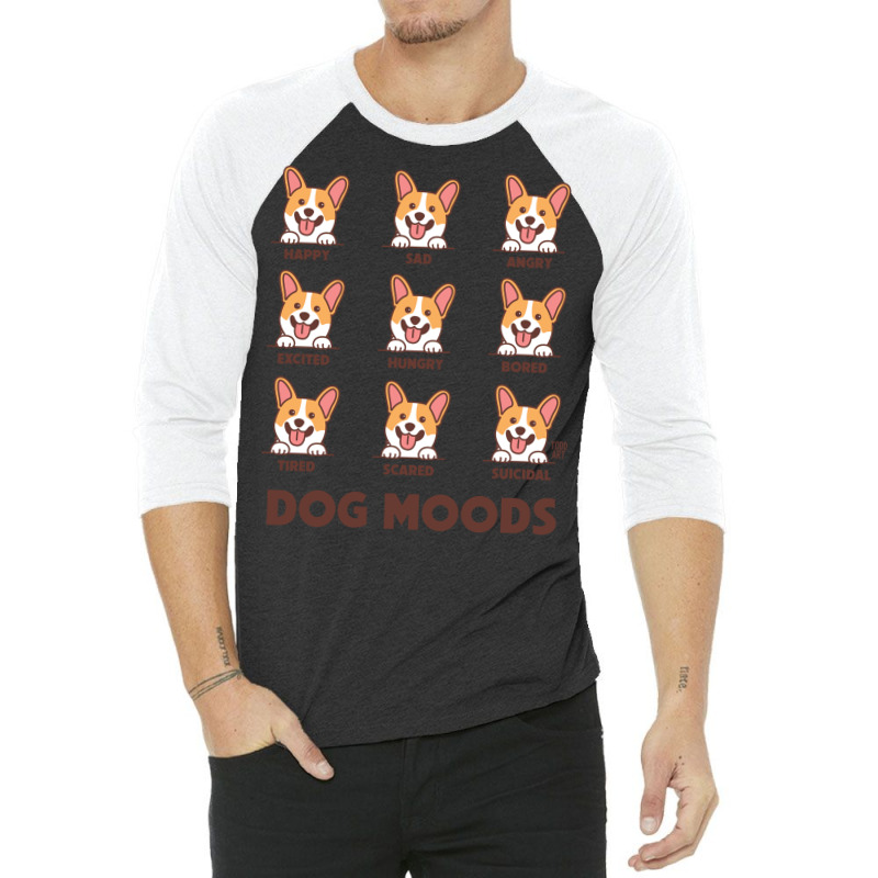 Dog Moods Hipster 3/4 Sleeve Shirt by lindeaucterr | Artistshot