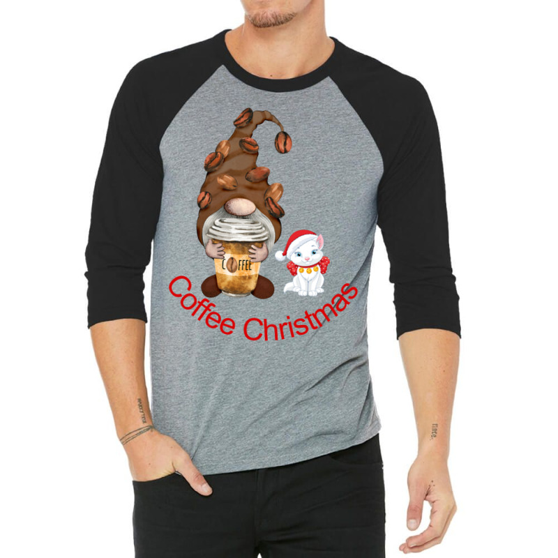 Christmas Coffee And Cat Lover Santa Clause Christ 3/4 Sleeve Shirt | Artistshot