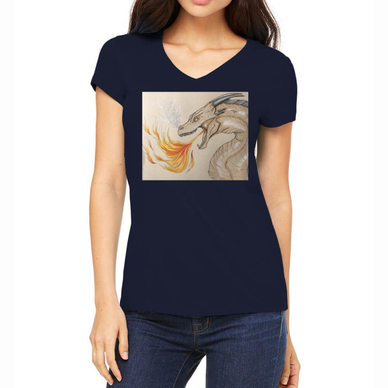 Fire Breathing Dragon Women's V-Neck T-Shirt by nayyerdanelo | Artistshot