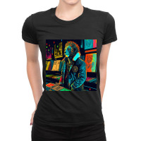 Lion In The Bookstore Library Art Ladies Fitted T-shirt | Artistshot