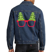 Christmas Tree On Xmas Sunglasses  Perfect Christm Men Denim Jacket | Artistshot