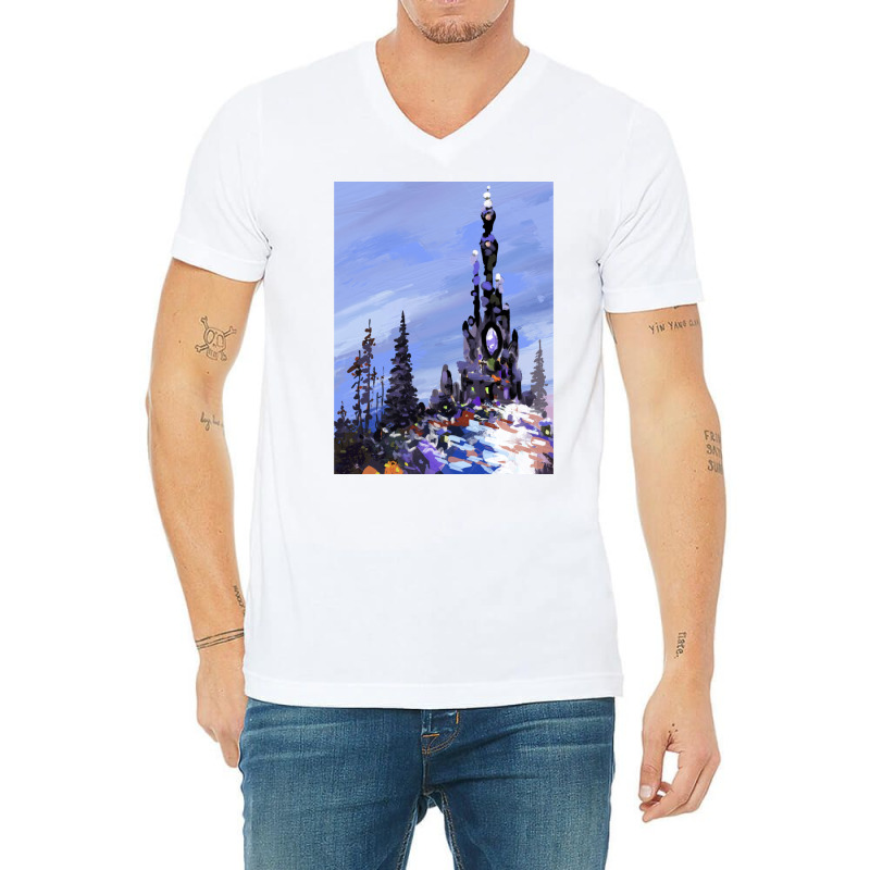 The Castle V-neck Tee | Artistshot