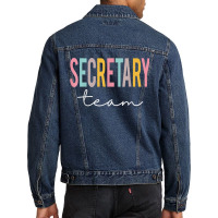 Secretary Team Colorful Cute Appreciation Day Back Men Denim Jacket | Artistshot