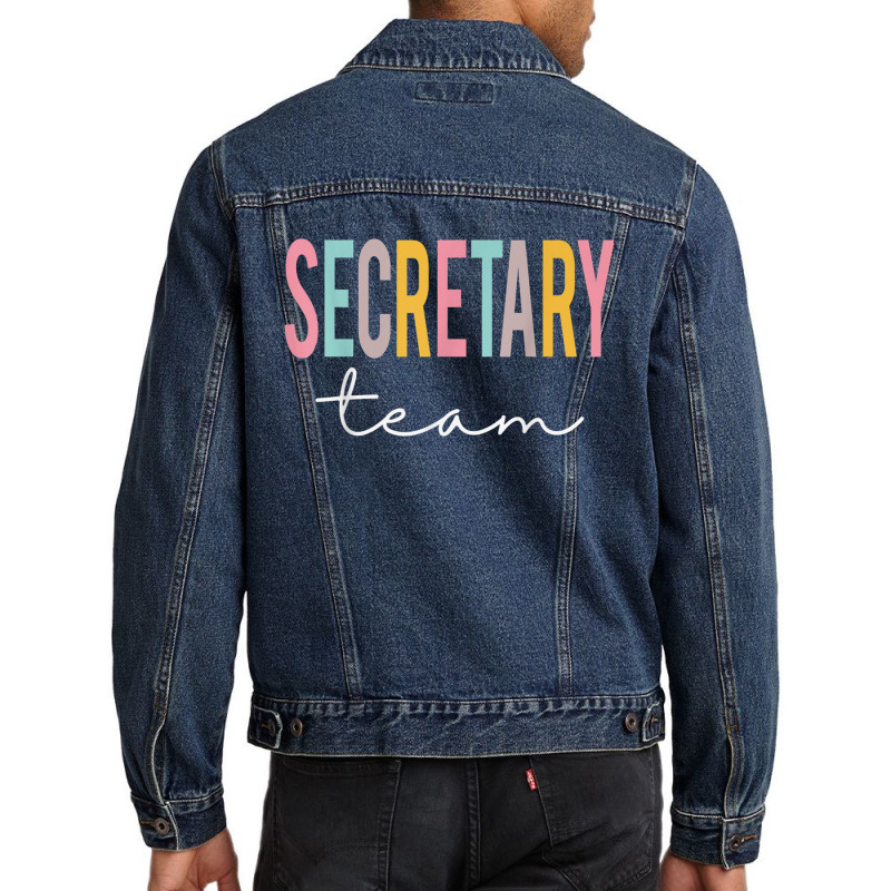 Secretary Team Colorful Cute Appreciation Day Back Men Denim Jacket | Artistshot