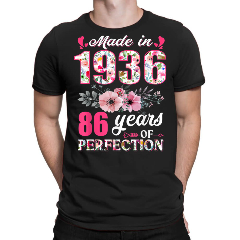 Made In 1936 Floral 86 Year Old 86th Birthday Gift T-shirt | Artistshot