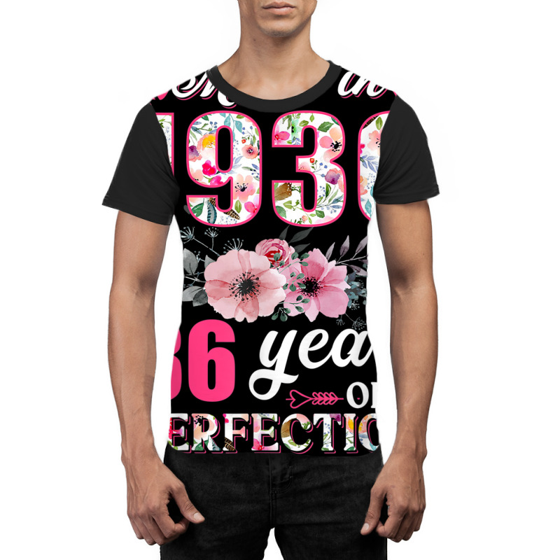 Made In 1936 Floral 86 Year Old 86th Birthday Gift Graphic T-shirt | Artistshot