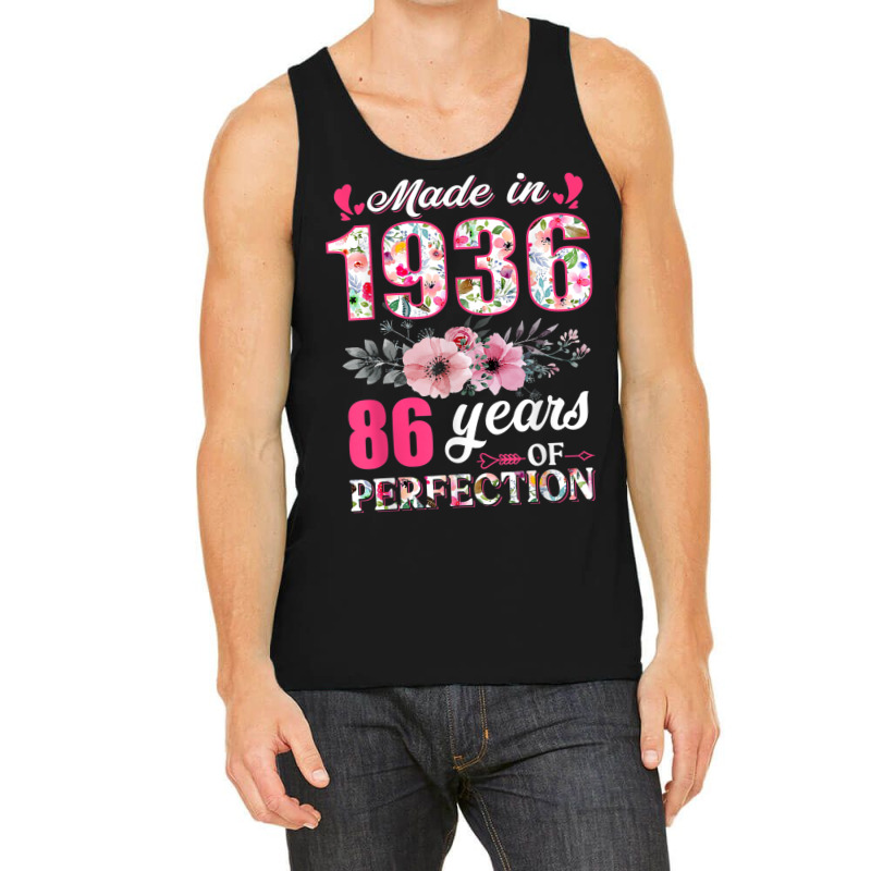 Made In 1936 Floral 86 Year Old 86th Birthday Gift Tank Top | Artistshot