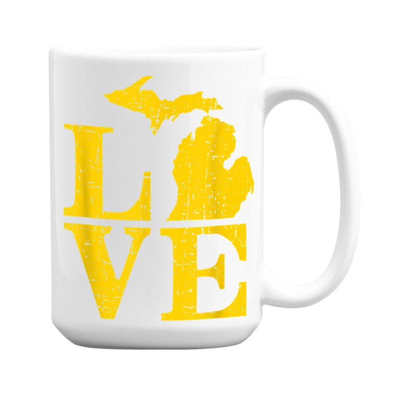 Love Michigan Vintage Mi Wolverine State Pride T S 15 Oz Coffee Mug | Artistshot