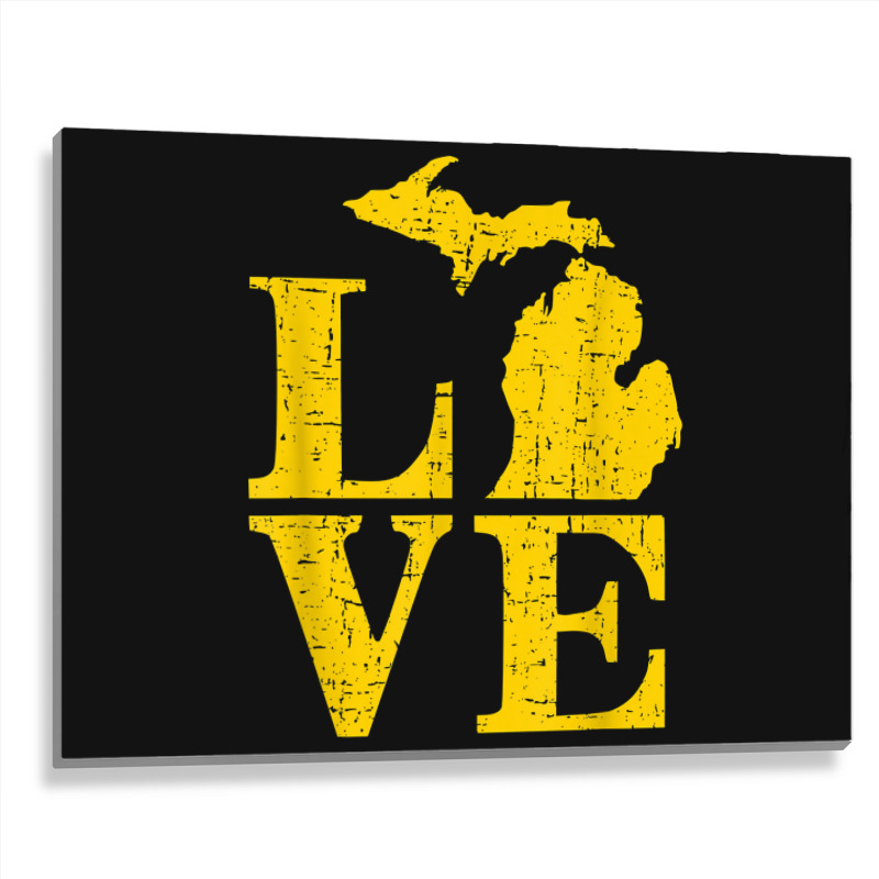 Love Michigan Vintage Mi Wolverine State Pride T S Metal Print Horizontal | Artistshot