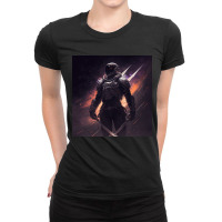 Robot With Sword Rear Xii Ladies Fitted T-shirt | Artistshot