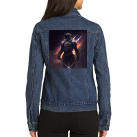 Robot With Sword Rear Xii Ladies Denim Jacket | Artistshot