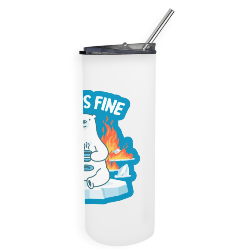 This Is Fine Polar Bear Skinny Tumbler | Artistshot