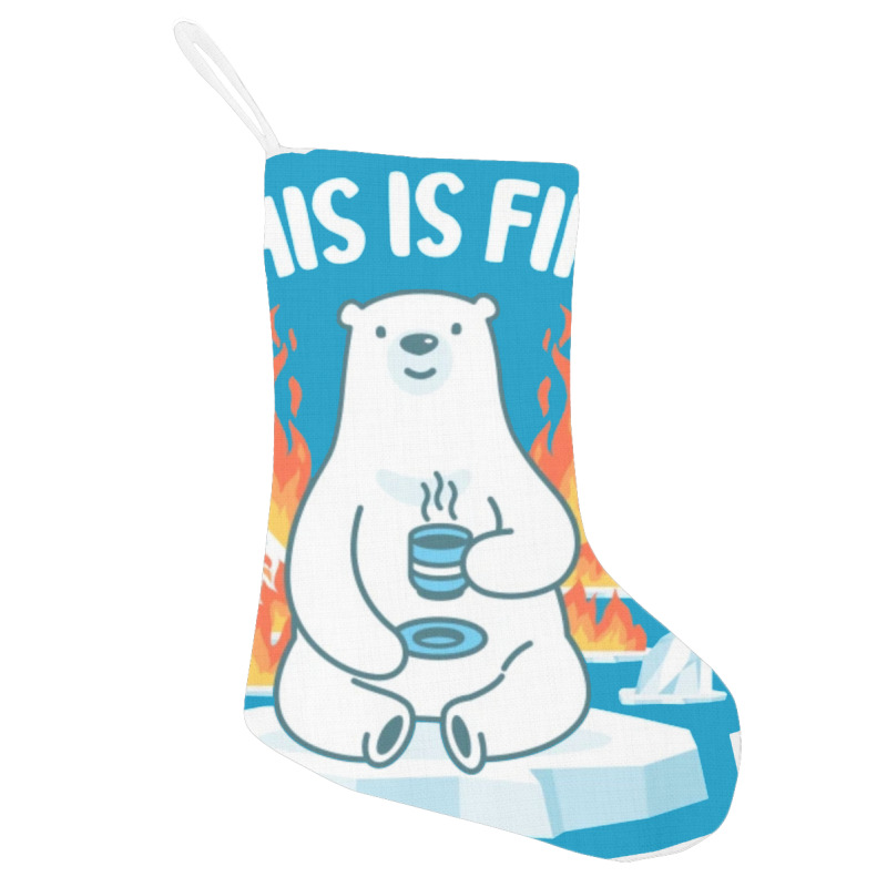 This Is Fine Polar Bear Holiday Stocking | Artistshot