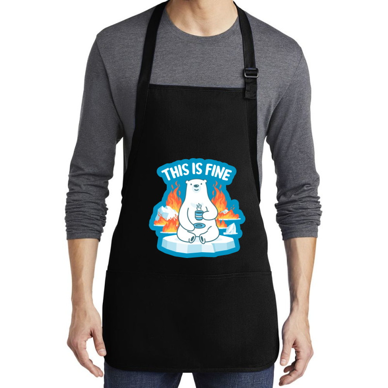 This Is Fine Polar Bear Medium-length Apron | Artistshot