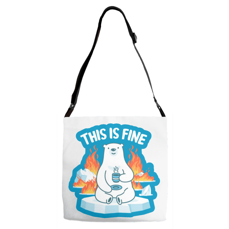 This Is Fine Polar Bear Adjustable Strap Totes | Artistshot