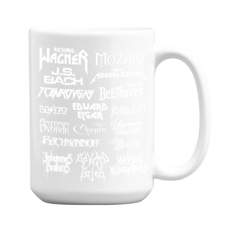 Heavy Metal Style Classical Composers (white Text) 15 Oz Coffee Mug by CoreyMartinPeters | Artistshot